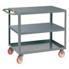 Little Giant Welded Service Cart, 1200 lb Cap, 3 Lipped Shelves, 5" Poly w Brakes 3LGL1832BRK